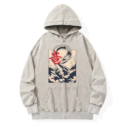 Tokyo-Tiger Sea Dragon Japanese Washed Hoodie
