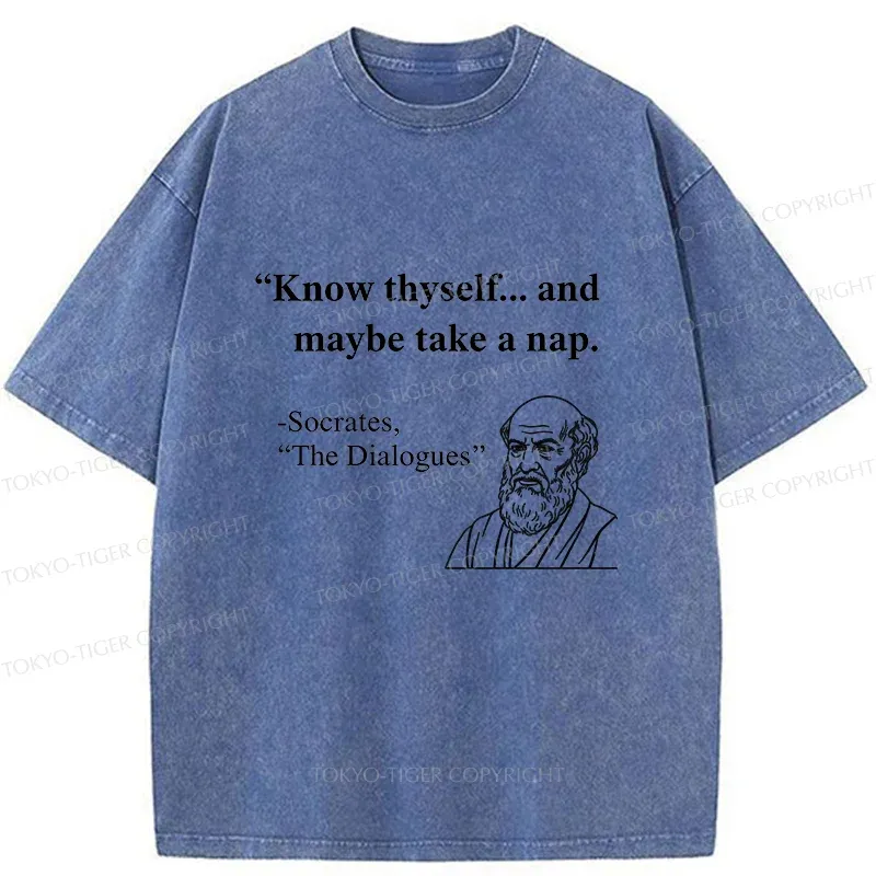 Tokyo-Tiger Socrates' Philosophy Funny Washed T-Shirt