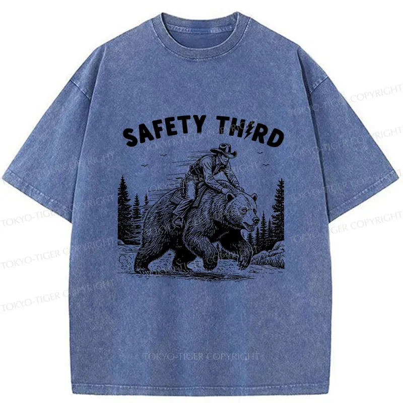 Tokyo-Tiger Human Riding A Bear Washed T-Shirt
