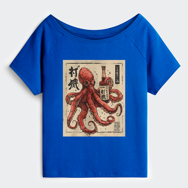 Tokyo-Tiger Osaka Saké Octopus Off Shoulder T-Shirt