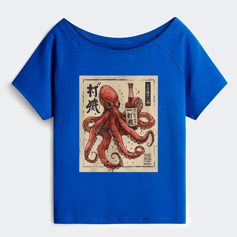 Tokyo-Tiger Osaka Saké Octopus Off Shoulder T-Shirt