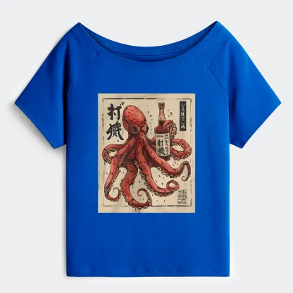 Tokyo-Tiger Osaka Saké Octopus Off Shoulder T-Shirt