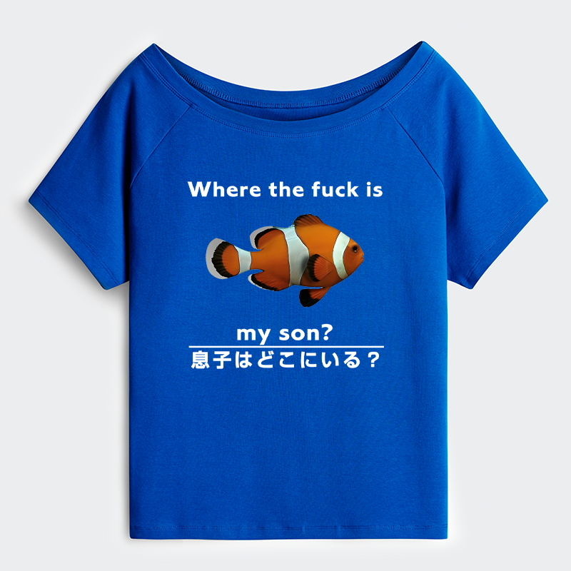 Tokyo-Tiger Fish Looking For Son Off Shoulder T-Shirt
