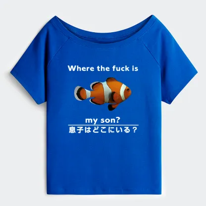 Tokyo-Tiger Fish Looking For Son Off Shoulder T-Shirt