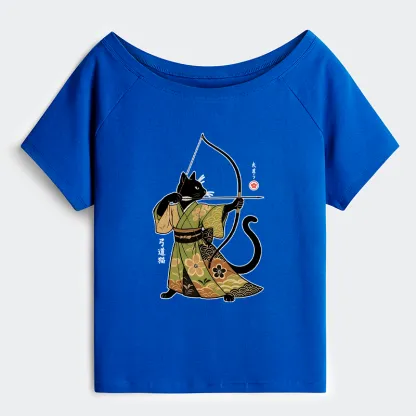 Tokyo-Tiger Japan Cat Archery Off Shoulder T-Shirt