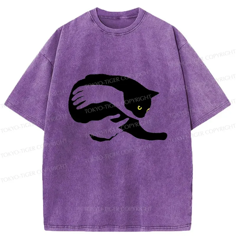 Tokyo-Tiger Holding A Cat Washed T-Shirt