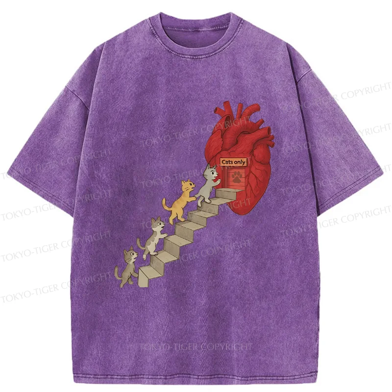 Tokyo-Tiger There's Only Cats In My Heart Washed T-Shirt
