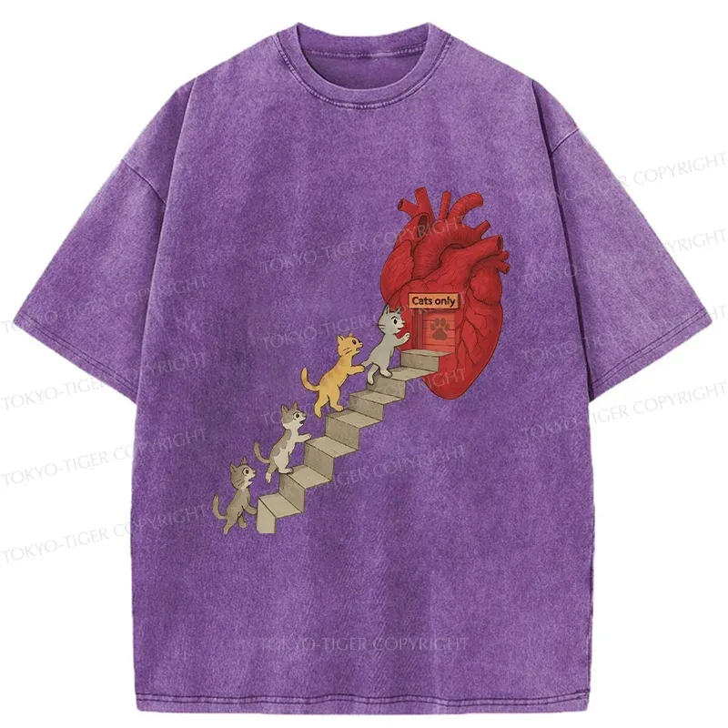 Tokyo-Tiger There's Only Cats In My Heart Washed T-Shirt