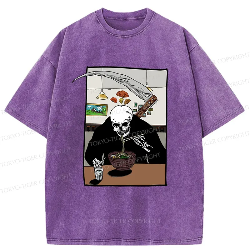 Tokyo-Tiger Death Eats Ramen Washed T-Shirt