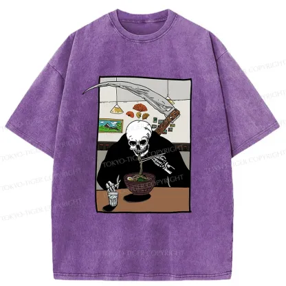 Tokyo-Tiger Death Eats Ramen Washed T-Shirt