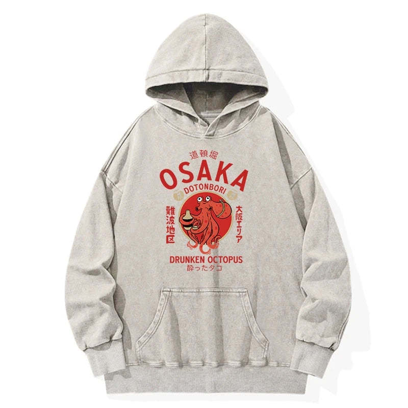 Tokyo-Tiger Drunken Octopus Japan Washed Hoodie Sale
