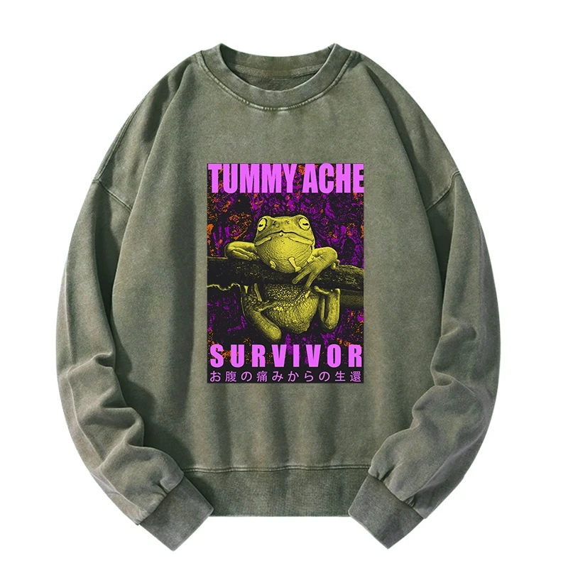 Tokyo-Tiger A Frog With Stomachache Washed Sweatshirt