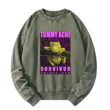 Tokyo-Tiger A Frog With Stomachache Washed Sweatshirt