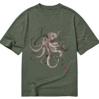 Tokyo-Tiger Octopus Japanese Calligraphy Classic T-Shirt