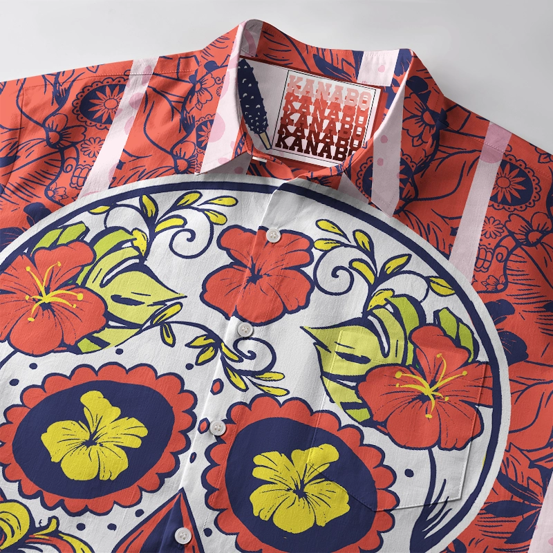 Tokyo-Tiger Blooming Skull Button-up Shirt