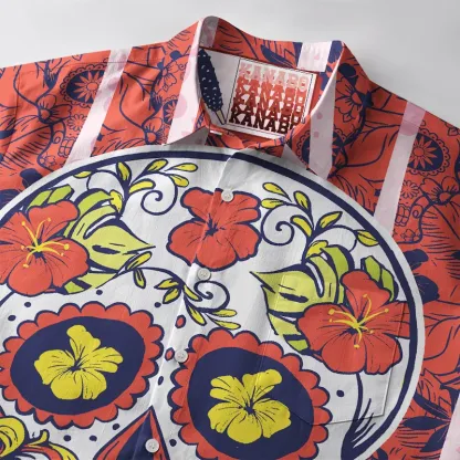 Tokyo-Tiger Blooming Skull Button-up Shirt