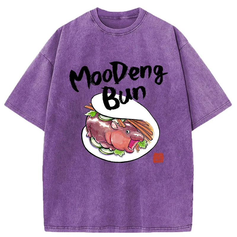 Tokyo-Tiger Delicious Moo Deng Japanese Bun Washed T-Shirt