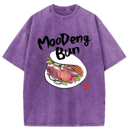 Tokyo-Tiger Delicious Moo Deng Japanese Bun Washed T-Shirt