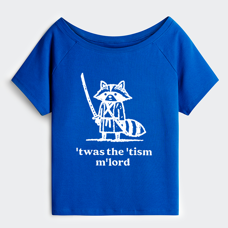 Tokyo-Tiger Focused Samurai Raccoon Off Shoulder T-Shirt