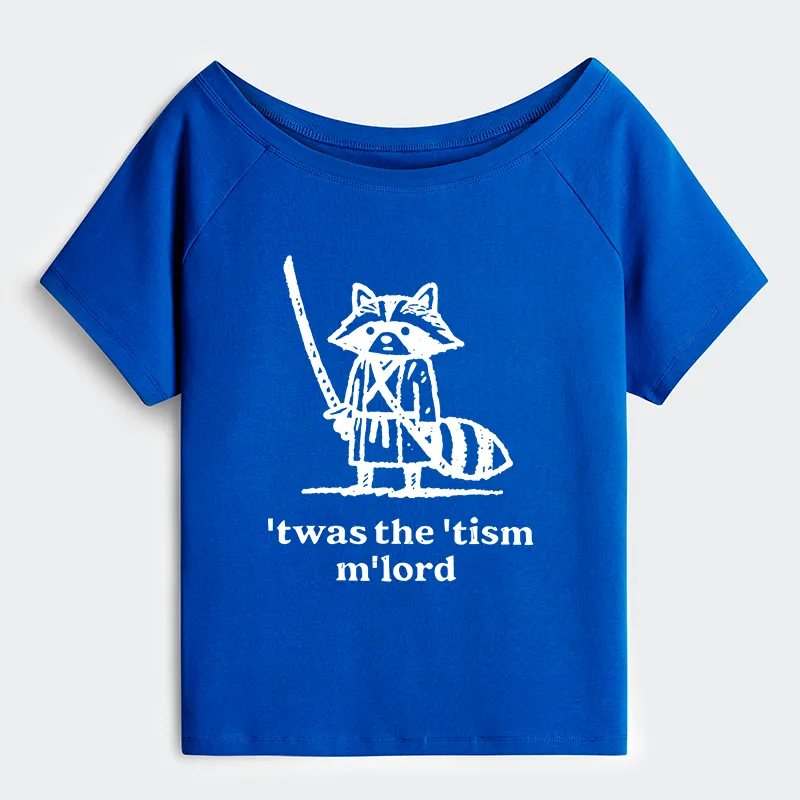 Tokyo-Tiger Focused Samurai Raccoon Off Shoulder T-Shirt