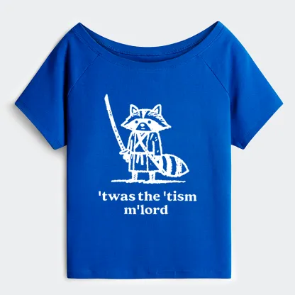 Tokyo-Tiger Focused Samurai Raccoon Off Shoulder T-Shirt