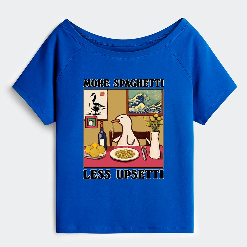 Tokyo-Tiger More Spaghetti Less Upsetti Goose Off Shoulder T-Shirt