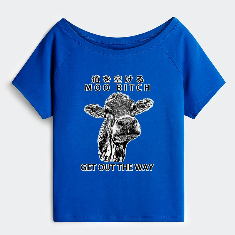 Tokyo-Tiger Funny Cow Off Shoulder T-Shirt