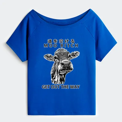 Tokyo-Tiger Funny Cow Off Shoulder T-Shirt