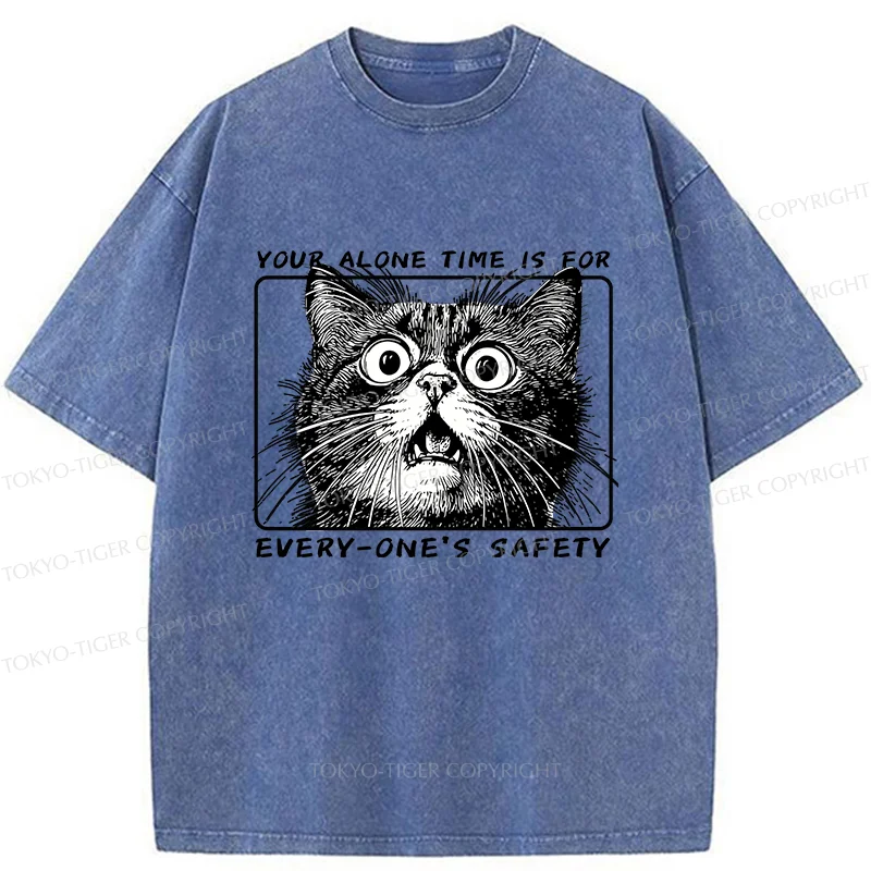Tokyo-Tiger Cat Alone Meme Washed T-Shirt