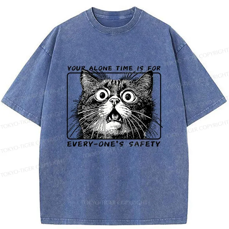 Tokyo-Tiger Cat Alone Meme Washed T-Shirt