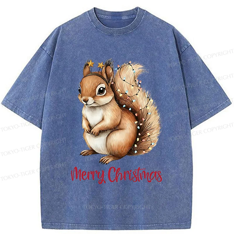 Tokyo-Tiger Christmas Squirrel Washed T-Shirt