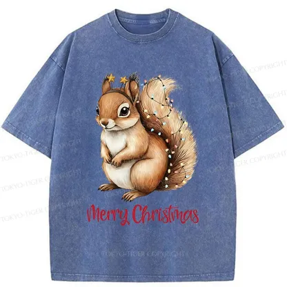 Tokyo-Tiger Christmas Squirrel Washed T-Shirt