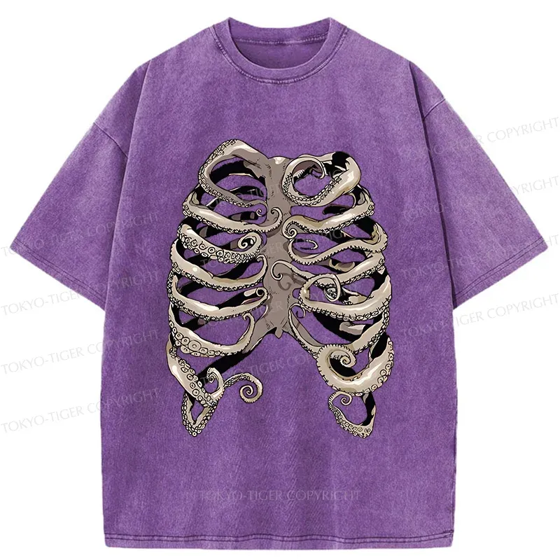 Tokyo-Tiger Octopus Skeleton Washed T-Shirt
