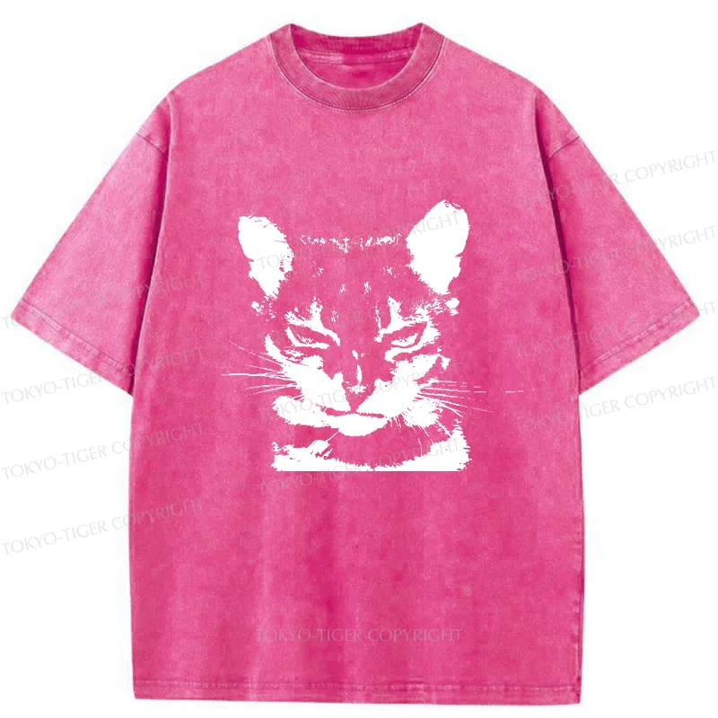 Tokyo-Tiger Smirking Cat Washed T-Shirt