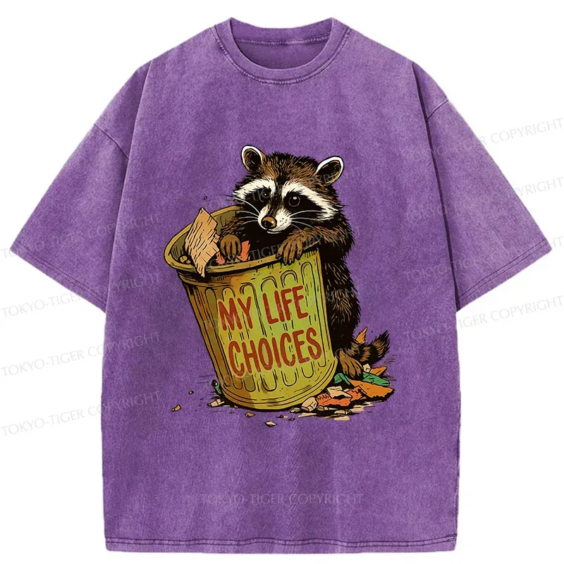Tokyo-Tiger Raccoon Life Choices Washed T-Shirt