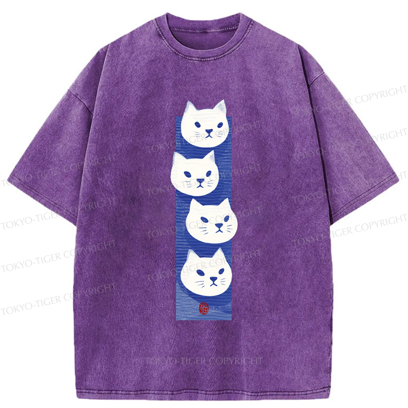 Tokyo-Tiger Four Cats Washed T-Shirt