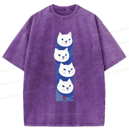Tokyo-Tiger Four Cats Washed T-Shirt