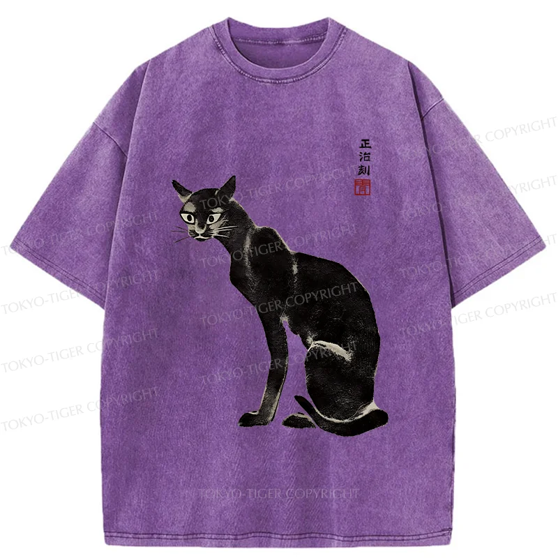 Tokyo-Tiger Retro Skinny Cat Washed T-Shirt