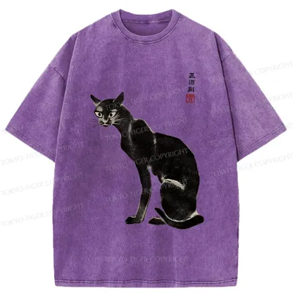 Tokyo-Tiger Retro Skinny Cat Washed T-Shirt