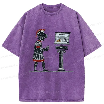 Tokyo-Tiger Gladiators Play PVP Game Washed T-Shirt
