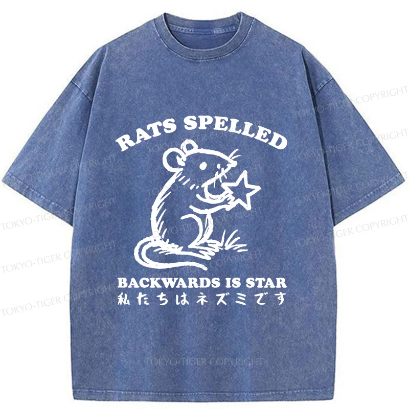 Tokyo-Tiger Funny Rats Washed T-Shirt