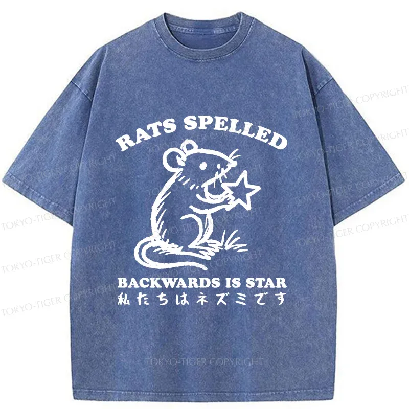 Tokyo-Tiger Funny Rats Washed T-Shirt