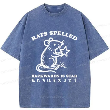 Tokyo-Tiger Funny Rats Washed T-Shirt