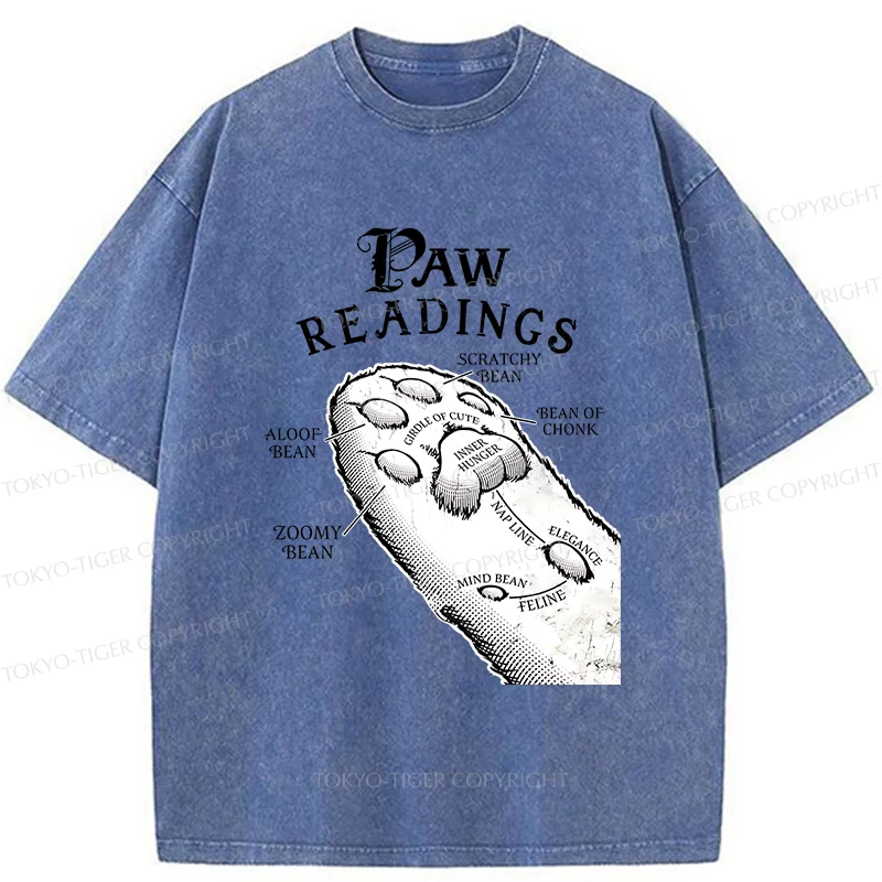 Tokyo-Tiger Funny Cat Paws Washed T-Shirt