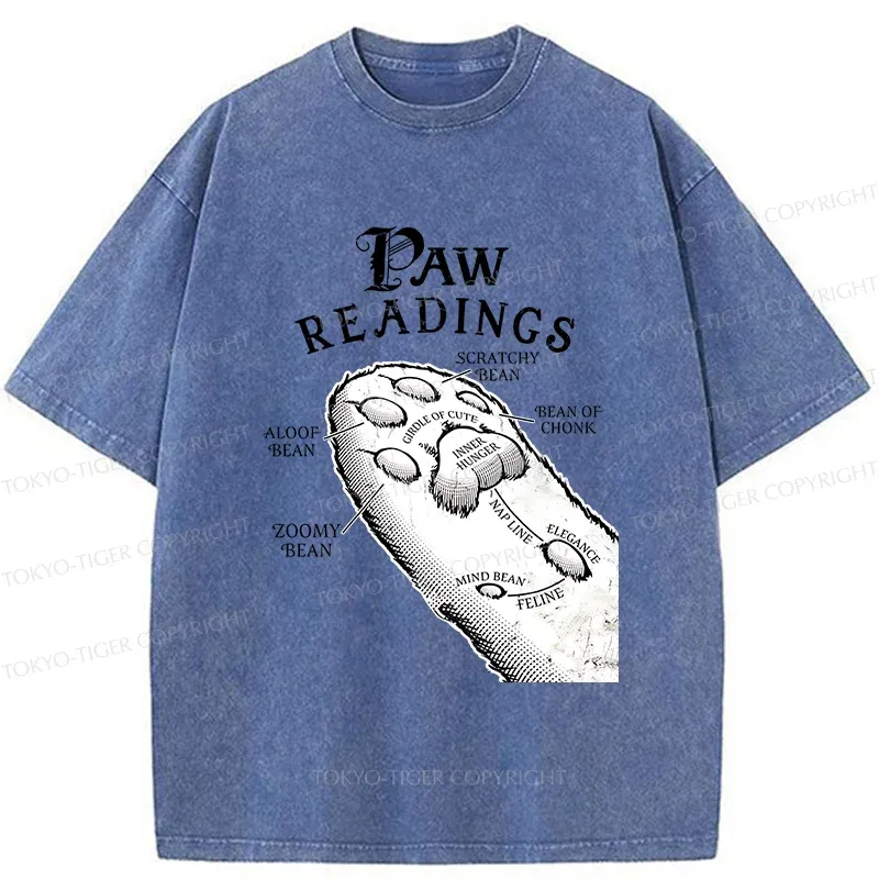 Tokyo-Tiger Funny Cat Paws Washed T-Shirt