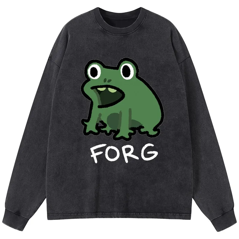 Tokyo-Tiger Funny Forg Japan Washed Long Sleeve T-Shirt