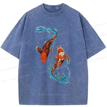 Tokyo-Tiger Red Koi Japanese Washed T-Shirt