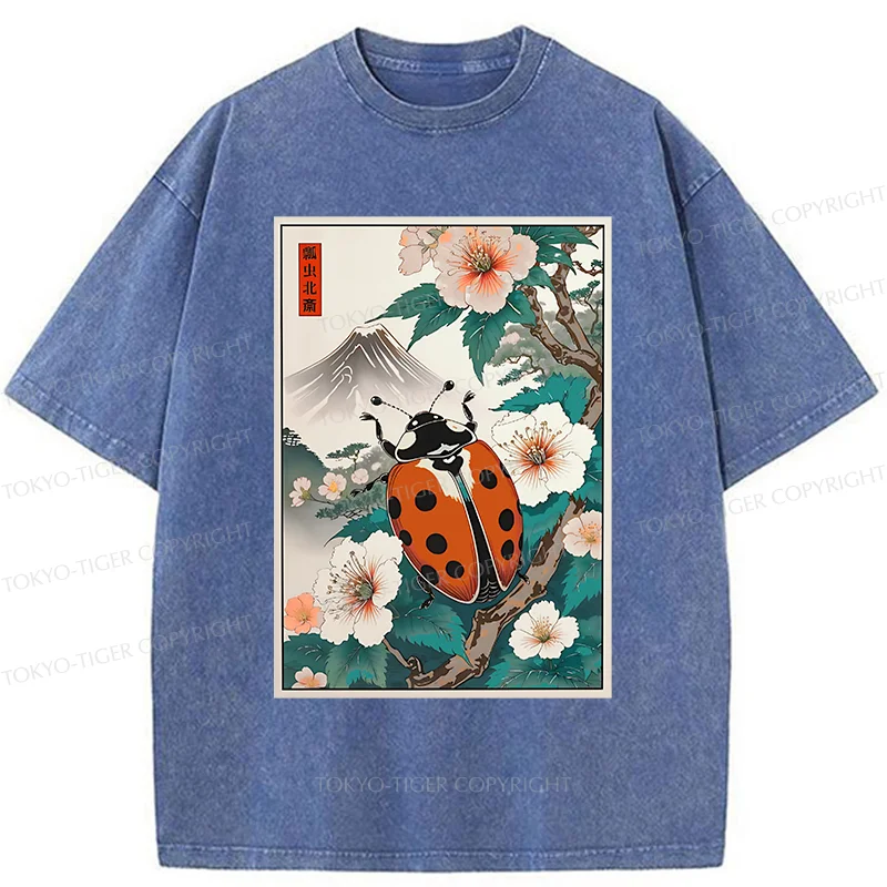 Tokyo-Tiger Ladybug Ukiyo-e Washed T-Shirt