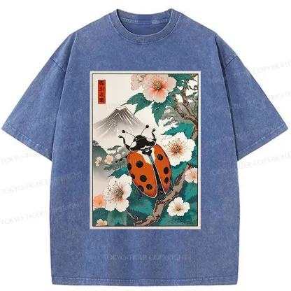 Tokyo-Tiger Ladybug Ukiyo-e Washed T-Shirt