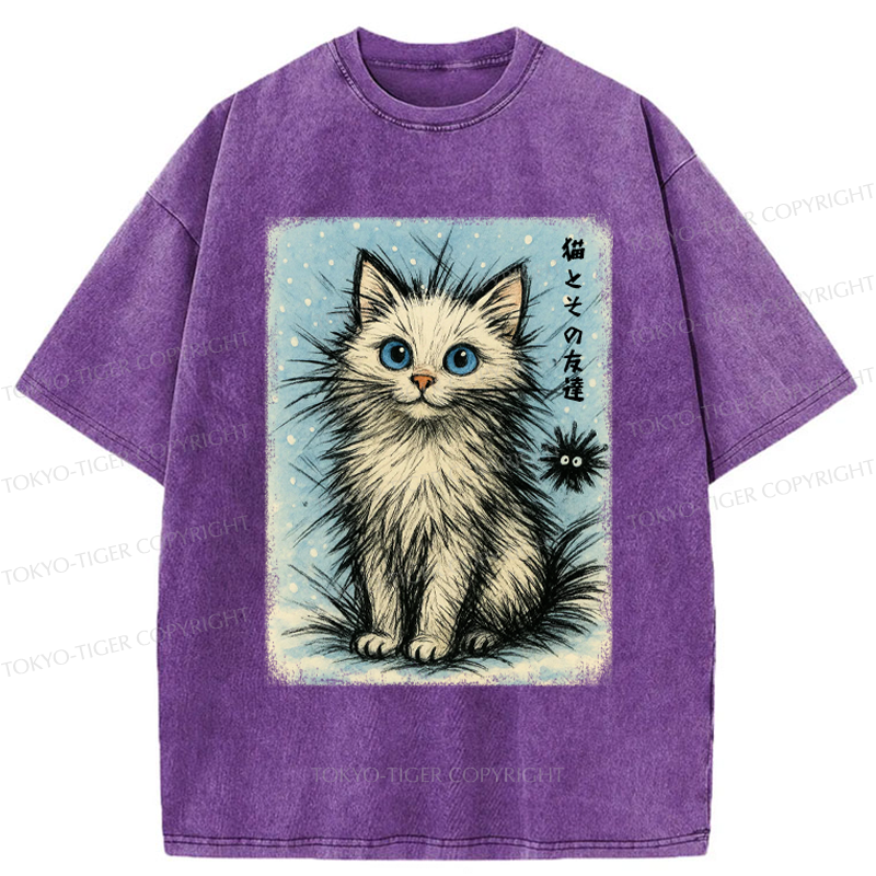 Tokyo-Tiger The Kitten And Its Furball Friend Washed T-Shirt